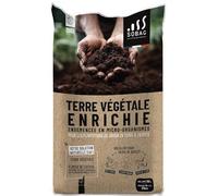 SOBAC Terre Végétale Enrichie en Micro-Organismes, 100% Naturelle, Fumier de Cheval, pour Potager Fleurs Arbres Arbustes Gazon, UAB, 30L