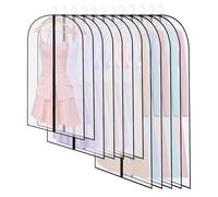 SOBEAU 12 Housses de Vêtements, Housses de Protection Semi Transparentes, 60 x 120/100/80 cm Housse Vetements à Suspendre Anti Poussière Etanche Mite Humidité pour Chemise Costumes Manteaux, Noir