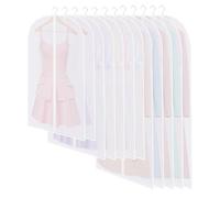 SOBEAU 12 Housses de Vêtements, Housses de Protection Semi Transparentes, 60 x 120/100/80cm Housse Vetements à Suspendre Anti Poussière Etanche Mite Humidité pour Chemise Costumes Manteaux, Blanc