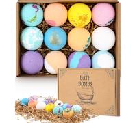 SOBEAU 12pcs Coffret Cadeau Boules de Bain,riche en bain moussant aux huiles essentielles, hydrate la peau sèche,Naturelles Comme Spa Bain Moussant Noël Saint Valentin Cadeau aux femmes