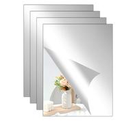 SOBEAU 4 Pièces Miroir Mural Autocollant, Flexible Miroir Acrylique Adhésif,Miroirs Muraux sans Cadre 30 x 20 cm,A4 Miroir Mural Autocollant pour Salle de Bain Chambre à Coucher
