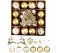 SOBEAU 40 Pièces Boule de Noel Or, Decoration Sapin de Noel en Plastique, Kit Décoration Noel Sapin avec Fil de Suspension, Boules de Noel en 12 Styles pour Noël, Anniversaire, Mariage