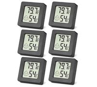 SOBEAU 6 Pièces Mini Thermomètre Hygromètre Intérieur, Digital Moniteur Température et Humidimètre, Thermo-HygromèTre pour Chambres De BéBé, Bureau, Cave, Noir