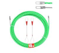 SOBEAU Aiguille Electricien 30 m,Tire Fil Electrique 4,5mm DiamèTre Tire Fils Electrique,avec 2 Tête Guidage,Spirale Rétractable,Tire Fils Electricien Aiguille Pour Câbles et Installations (vert 15M)