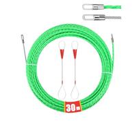 SOBEAU Aiguille Electricien 30 m,Tire Fil Electrique 4,5mm DiamèTre Tire Fils Electrique,avec 2 Tête Guidage,Spirale Rétractable,Tire Fils Electricien Aiguille Pour Câbles et Installations (vert 30M)