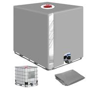 SOBEAU Bache pour Cuve IBC 1000L, Bâche Recuperateur d Eau de Pluie avec Film Transparent, Anti-UV Anti-Poussière Bache Couvercle Housse de Protection Cuve Gris(116 x 100 x 120 cm)