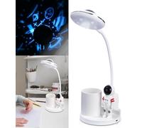 SOBEAU Lampe de Bureau Enfant Sans Fil, Lampe de Table Dimmable Rechargeable, Col de Cygne Flexible avec Projection et Porte-stylo, Liseuse LED