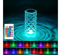 SOBEAU Lampe de table en cristal,Lampe de table diamant LED,Lampe Acrylique RGB 16 Couleurs,Lampe de Chevet Led avec Commande Tactile et Télécommande pour Chambre à Coucher Salon Fête