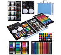 SOBEAU Malette Dessin, 144 Pièces Kit Dessin Enfant Adultes, Sets de Dessin, Mallette de Coloriage, Crayons de Couleur, Aquarelle, Pastels