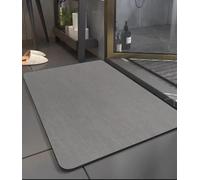 SOBEAU Tapis de Bain Antidérapant, Tapis Salle de Bain Diatomite, 60x40cm Absorbant Tapis Salle de Bain,Tapis de Douche Rapide Antidérapant, Doux Microfibre Tapis Bain, Gris