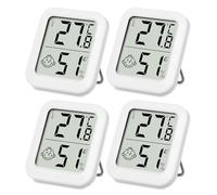 SOBEAU Thermomètre Intérieur, Mini Thermomètre Hygromètre Intérieur Digital à Haute Précision,4 Pieces LCD Mini Digital Thermometre pour Le Confort du Bureau à Domicile Thermomètre de Reptile