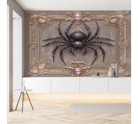 Sobhdga Araignée Noir Papier Peint Adhesif Mural, Gothique Mystérieux Rétro Papier Adhesif pour Meuble, Revêtement Mural Décoratif Impermeable, Pour Cuisine Salle de Bains, 100x100
