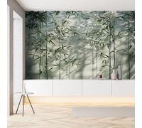 Sobhdga Bambou Vert Style Chinois Papier Peint Adhesif Mural, Botanique Naturel Artistique Papier Adhesif pour Meuble, Revêtement Mural Décoratif Impermeable, Pour Cuisine Salle de Bains, 100x100