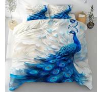 Sobhdga Beau Paon Animaux Sauvage Housse de Couette 200x200 Réversible, Luxe Chic Parure de Lit en Microfibre Douce 2 Personnes avec Fermeture Éclair avec 2 Taies d'oreiller