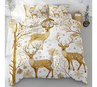 Sobhdga Cerf Animaux de la Forêt Housse de Couette 240x260, Vintage Jungle Parure de Lit Réversible en Microfibre Douce avec Fermeture Éclair 2 Pièces avec 2 Taies d'oreiller