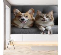 Sobhdga Chat Chien Chiot Mignon Papier Peint Adhesif Mural, Animal de Compagnie Papier Adhesif pour Meuble, Revêtement Mural Décoratif Impermeable, Pour Cuisine Salle de Bains, 430x300