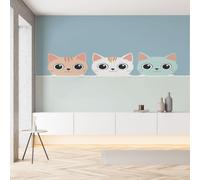 Sobhdga Chat Style Dessin Animé Papier Peint Adhesif Mural, Mignon Simple Papier Adhesif pour Meuble, Revêtement Mural Décoratif Impermeable, Pour Cuisine Salle de Bains, 430x300