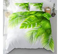 Sobhdga Feuilles de Palmier Housse de Couette 140x200, Feuilles Tropicales Parure de Lit Réversible 1 Personne en Microfibre Douce avec Fermeture Éclair avec 1 Taie d'oreiller