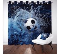 Sobhdga Football Sports Theme Stade Rideau 70x225, Rideaux Garçon Adolescent Occultant Thermiques Isolants Anti Froid pour Salon Chambre, Draperies Intérieurs Opaque a Oeillets, Lot de 2