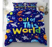 Sobhdga Fusée Univers Planète Housse de Couette 200x200 Réversible, Espace Extra-Atmosphérique Parure de Lit en Microfibre Douce 2 Personnes avec Fermeture Éclair avec 2 Taies d'oreiller