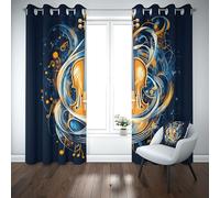 Sobhdga Guitare Thème Musical Notes de Musique Rideau Occultant 2 Pièces a Oeillets, Rideaux Moderne Abstrait, Thermique Isolant Anti Froid, Rideaux Opaque Intérieurs pour Salon, 117l X 138h