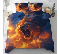 Sobhdga Lion Fantaisie Wild Animal Housse de Couette 240x260, Thème Animalier Parure de Lit Réversible en Microfibre Douce avec Fermeture Éclair 2 Pièces avec 2 Taies d'oreiller