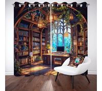 Sobhdga Lot de 2 Rideaux Étagères De Livres, Rideau Occultant Fantaisie Rétro European, Thermique Isolant Anti Froid 70x260, Draperies Interieurs, Rideau a Oeillets pour Salon Chambre