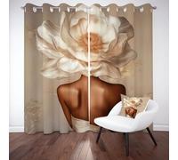 Sobhdga Lot de 2 Rideaux Femme Africain Fleurs, Rideau Occultant Floral Romantique, Thermique Isolant Anti Froid 70x260, Draperies Interieurs, Rideau a Oeillets pour Salon Chambre