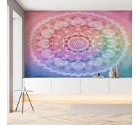 Sobhdga Mandala Floral Bohême Papier Peint Adhesif Mural, Boho Fleurs Dégradé Papier Adhesif pour Meuble, Revêtement Mural Décoratif Impermeable, Pour Cuisine Salle de Bains, 100x100