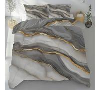 Sobhdga Moderne Art Abstrait Housse de Couette 240x260, Marbre Or Noir Fluide Parure de Lit Réversible en Microfibre Douce avec Fermeture Éclair 2 Pièces avec 2 Taies d'oreiller