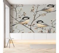 Sobhdga Naturel Animaux Oiseaux Branches Papier Peint Adhesif Mural, Style Chinois Papier Adhesif pour Meuble, Revêtement Mural Décoratif Impermeable, Pour Cuisine Salle de Bains, 430x300