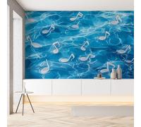 Sobhdga Notes de Musique Papier Peint Adhesif Mural, Note Musicale Moderne Papier Adhesif pour Meuble, Revêtement Mural Décoratif Impermeable, Pour Cuisine Salle de Bains, 150x105