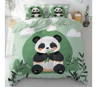 Sobhdga Panda Mignon Wildlife Housse de Couette 200x200 Réversible, Animaux de Dessin Animé Parure de Lit en Microfibre Douce 2 Personnes avec Fermeture Éclair avec 2 Taies d'oreiller