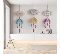Sobhdga Papier Peint Bohême Attrape Rêves Plume 350x256, Boho Exotique Indien Papier Peint Adhesif Mural, Film Autocollant Meuble Décoratif, Rouleau Autocollant pour Chambre Salon