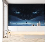Sobhdga Papier Peint Chat Noir Fantaisie Mystérieux 100x70, Gothique Papier Peint Adhesif Mural, Film Autocollant Meuble Décoratif, Rouleau Autocollant pour Chambre Salon
