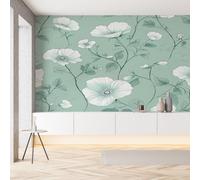 Sobhdga Papier Peint Fleurs Botanique Naturel 350x256, Motif Floral Plantes Papier Peint Adhesif Mural, Film Autocollant Meuble Décoratif, Rouleau Autocollant pour Chambre Salon