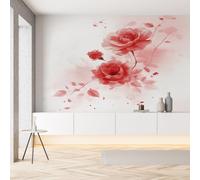 Sobhdga Papier Peint Fleurs Floral Peinture a l'encre 100x70, Style Chinois Papier Peint Adhesif Mural, Film Autocollant Meuble Décoratif, Rouleau Autocollant pour Chambre Salon