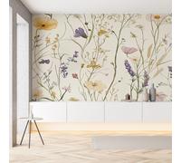 Sobhdga Papier Peint Fleurs Floral Plantes 100x70, Naturel Rural Pastoral Printemps Papier Peint Adhesif Mural, Film Autocollant Meuble Décoratif, Rouleau Autocollant pour Chambre Salon