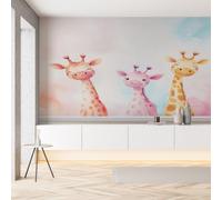 Sobhdga Papier Peint Girafe de Dessin Animé 100x70, Animaux Mignon Papier Peint Adhesif Mural, Film Autocollant Meuble Décoratif, Rouleau Autocollant pour Chambre Salon