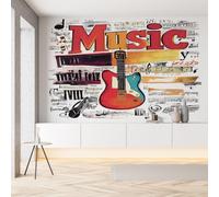 Sobhdga Papier Peint Musique Guitare 200x140, Graffiti Street Culture Papier Peint Adhesif Mural, Film Autocollant Meuble Décoratif, Rouleau Autocollant pour Chambre Salon