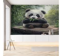 Sobhdga Papier Peint Panda Mignon Bambou 400x280, Animaux de Dessin Animé Papier Peint Adhesif Mural, Film Autocollant Meuble Décoratif, Rouleau Autocollant pour Chambre Salon