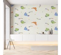Sobhdga Papier Peint Panoramique Dinosaure Animaux de Dessin Animé 250x175, Enfant Animaux Mignon Papier Peint Autocollant Amovible Pour Salon Decoration Murale, Rouleau Adhesif pour Meuble