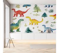 Sobhdga Papier Peint Panoramique Dinosaure Colorées 300x210, Arbre Jungle Animaux de la Forêt Papier Peint Autocollant Amovible Pour Salon Decoration Murale, Rouleau Adhesif pour Meuble