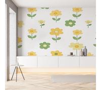 Sobhdga Papier Peint Panoramique Floral Simple Colorées 300x210, Fleurs Jaune Printemps Papier Peint Autocollant Amovible Pour Salon Decoration Murale, Rouleau Adhesif pour Meuble