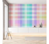Sobhdga Papier Peint Panoramique Géométrique Grille Carreaux 450x315, Plaid Colorées Papier Peint Autocollant Amovible Pour Salon Decoration Murale, Rouleau Adhesif pour Meuble