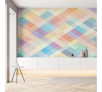 Sobhdga Papier Peint Panoramique Géométrique Losange Grille 250x175, Carreaux Plaid Colorées Papier Peint Autocollant Amovible Pour Salon Decoration Murale, Rouleau Adhesif pour Meuble