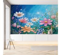 Sobhdga Papier Peint Panoramique Marguerite Colorées Fleurs 300x210, Fleurie Naturel Botanique Papier Peint Autocollant Amovible Pour Salon Decoration Murale, Rouleau Adhesif pour Meuble