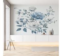 Sobhdga Papier Peint Panoramique Pivoine Fleurs Feuilles Aquarelle 450x315, Floral Botanique Papier Peint Autocollant Amovible Pour Salon Decoration Murale, Rouleau Adhesif pour Meuble