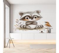 Sobhdga Papier Peint Panoramique Raton Laveur Mignon 250x175, Animaux de Dessin Animé Papier Peint Autocollant Amovible Pour Salon Decoration Murale, Rouleau Adhesif pour Meuble