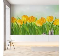 Sobhdga Papier Peint Panoramique Tulipe Jaune Fleurs Plantes 450x315, Printemps Floral Papier Peint Autocollant Amovible Pour Salon Decoration Murale, Rouleau Adhesif pour Meuble